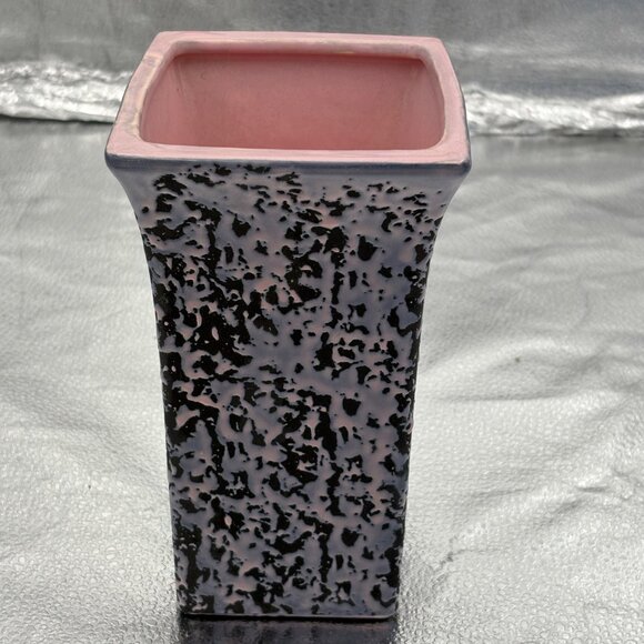 VTG McCoy Pottery Vase Pink Black Speckled Ceramic‎ Mid-Century Modern Signed - Picture 12 of 14